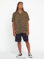 Z0ZR08159 Military Men Stone Party Animals Short Sleeve Shirt Volcom Clothing