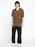 Z0ZR08159 Military Men Stone Party Animals Short Sleeve Shirt Volcom Clothing - Image 5