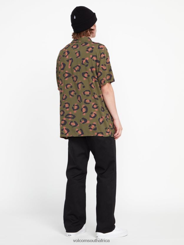 Z0ZR08159 Military Men Stone Party Animals Short Sleeve Shirt Volcom Clothing - Image 7