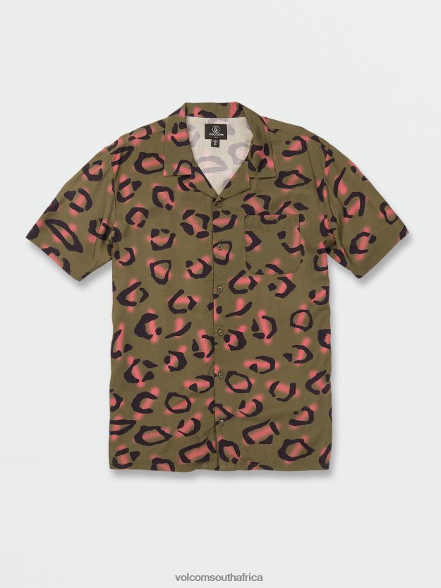 Z0ZR08159 Military Men Stone Party Animals Short Sleeve Shirt Volcom Clothing - Image 9