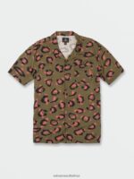 Z0ZR08159 Military Men Stone Party Animals Short Sleeve Shirt Volcom Clothing - Image 10