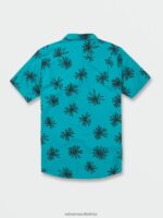 Z0ZR08160 Electric Blue Men Lazy Dazey Short Sleeve Shirt Volcom Clothing - Image 2