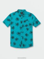 Z0ZR08160 Electric Blue Men Lazy Dazey Short Sleeve Shirt Volcom Clothing