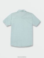 Z0ZR08161 Cali Blue Heather Men Everett Oxford Short Sleeve Shirt Volcom Clothing - Image 2