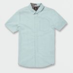 Z0ZR08161 Cali Blue Heather Men Everett Oxford Short Sleeve Shirt Volcom Clothing