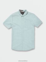 Z0ZR08161 Cali Blue Heather Men Everett Oxford Short Sleeve Shirt Volcom Clothing