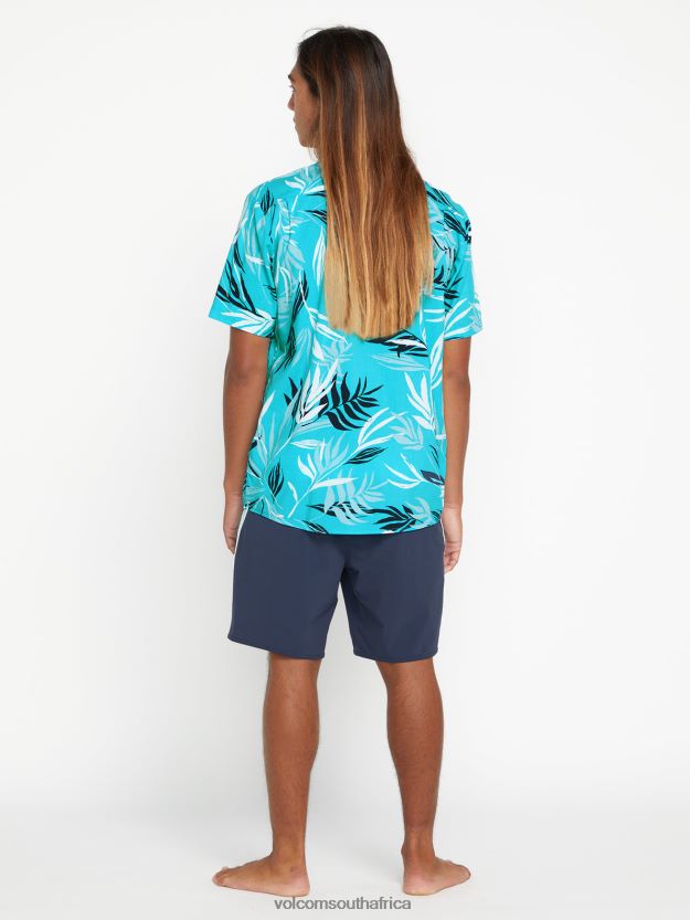 Z0ZR08163 Electric Blue Men Bleeding Leaf Short Sleeve Shirt Volcom Clothing - Image 3