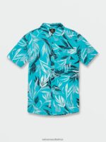 Z0ZR08163 Electric Blue Men Bleeding Leaf Short Sleeve Shirt Volcom Clothing - Image 4