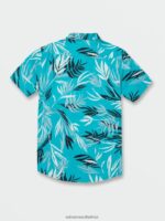 Z0ZR08163 Electric Blue Men Bleeding Leaf Short Sleeve Shirt Volcom Clothing - Image 7