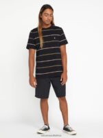 Z0ZR08167 Black Men Thortan Crew Short Sleeve Shirt Volcom Clothing