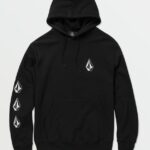 Z0ZR08169 Black Men Iconic Stone Hoodie Volcom Clothing