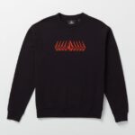Z0ZR08176 Black Men Watanite Crew Pullover Sweatshirt Volcom Clothing