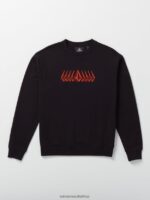 Z0ZR08176 Black Men Watanite Crew Pullover Sweatshirt Volcom Clothing