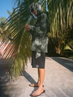 Z0ZR08179 Black Men Surf Vitals Balaram Stack Hooded Long Sleeve 50 UPF Rashguard Volcom Clothing - Image 2