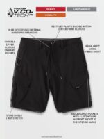 Z0ZR08210 Black Men Country Days Hybrid Shorts Volcom Clothing - Image 3