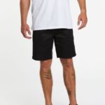 Z0ZR08213 Black Men Frickin Elastic Waist Shorts Volcom Clothing