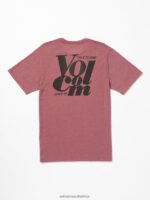 Z0ZR0821 Oxblood Heather Men Wordplay Short Sleeve Tee Volcom Clothing - Image 3