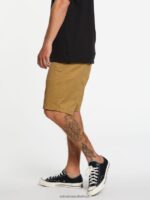 Z0ZR08223 Dark Khaki Men Frickin Elastic Waist Shorts Volcom Clothing - Image 15