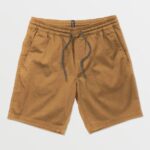 Z0ZR08223 Dark Khaki Men Frickin Elastic Waist Shorts Volcom Clothing