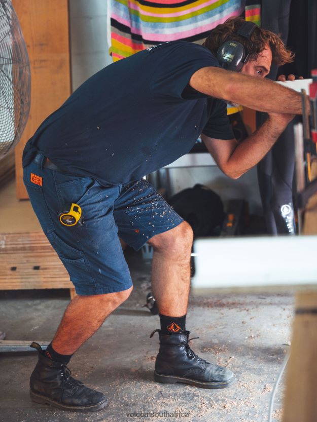 Z0ZR08226 Navy Men Workwear Caliper Work Shorts Volcom Clothing - Image 13