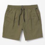 Z0ZR08238 Bison Men Villa Rue Elastic Waist Shorts Volcom Clothing