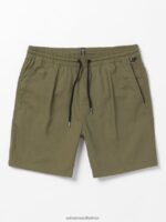 Z0ZR08238 Bison Men Villa Rue Elastic Waist Shorts Volcom Clothing