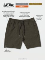 Z0ZR08243 Black Men Wrecpack Hybrid Shorts Volcom Clothing - Image 3