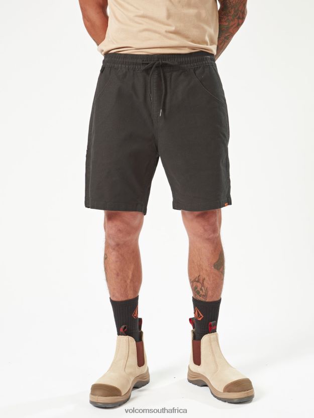 Z0ZR08244 Black Men Workwear Caliper Elastic Waist Shorts Volcom Clothing - Image 14