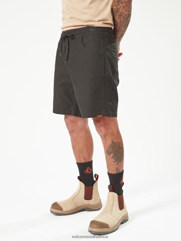 Z0ZR08244 Black Men Workwear Caliper Elastic Waist Shorts Volcom Clothing - Image 18