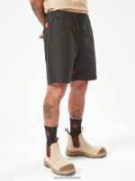 Z0ZR08244 Black Men Workwear Caliper Elastic Waist Shorts Volcom Clothing - Image 19