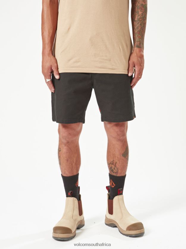 Z0ZR08244 Black Men Workwear Caliper Elastic Waist Shorts Volcom Clothing - Image 4