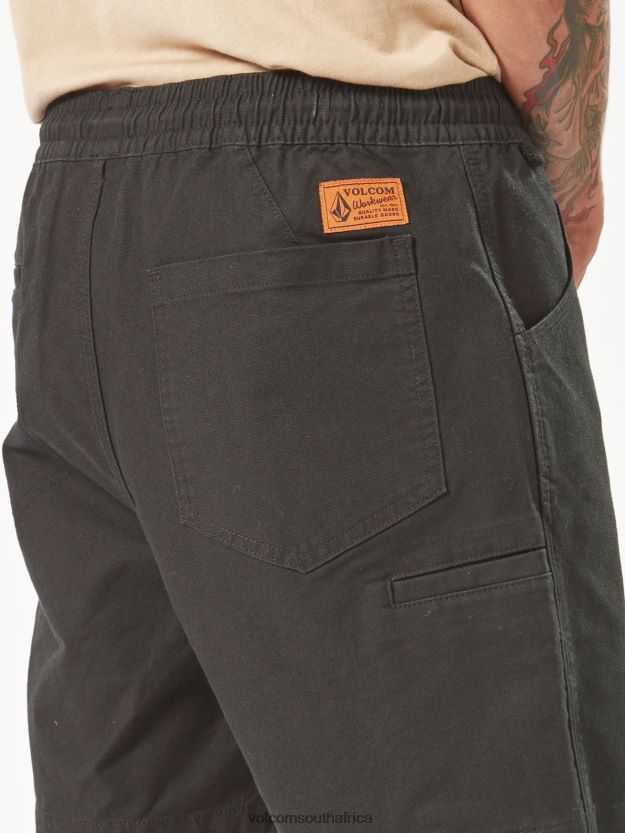 Z0ZR08244 Black Men Workwear Caliper Elastic Waist Shorts Volcom Clothing - Image 6