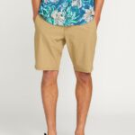 Z0ZR08245 Dark Khaki Men Frickin Cross Shred Static Shorts Volcom Clothing