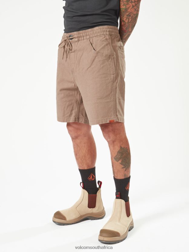 Z0ZR08247 Brindle Men Workwear Caliper Elastic Waist Shorts Volcom Clothing - Image 3