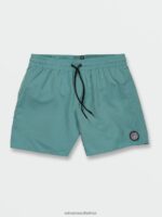 Z0ZR08272 Cali Blue Heather Men Lido Solid Elastic Waist Trunks Volcom Clothing