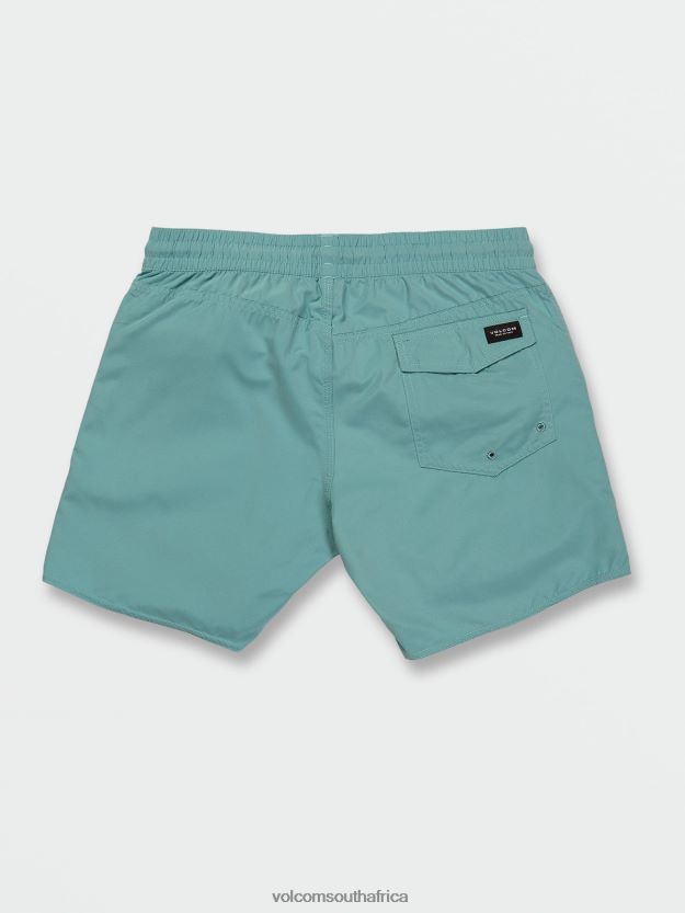 Z0ZR08272 Cali Blue Heather Men Lido Solid Elastic Waist Trunks Volcom Clothing - Image 3