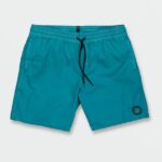 Z0ZR08274 Electric Blue Men Center Elastic Waist Trunks Volcom Clothing