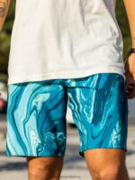 Z0ZR08286 Coastal Blue Men Psyche Marble Mod-Tech Trunks Volcom Clothing - Image 6