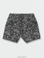 Z0ZR08287 Black Men Center Print Elastic Waist Trunks Volcom Clothing - Image 3