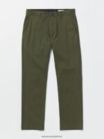 Z0ZR08313 Squadron Green Men Frickin Modern Stretch Chino Pants Volcom Clothing