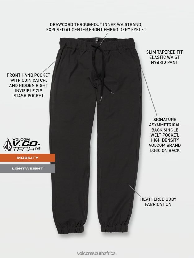 Z0ZR08329 Black Men Frickin Cross Shred Elastic Waist Joggers Volcom Clothing - Image 3