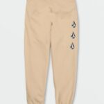Z0ZR08337 Almond Men Iconic Stone Fleece Elastic Waist Pants Volcom Clothing