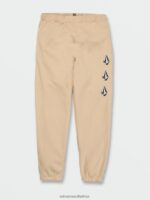 Z0ZR08337 Almond Men Iconic Stone Fleece Elastic Waist Pants Volcom Clothing