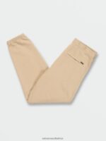 Z0ZR08337 Almond Men Iconic Stone Fleece Elastic Waist Pants Volcom Clothing - Image 3