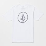 Z0ZR0833 White Men Circle Stone Short Sleeve Tee Volcom Clothing