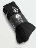 Z0ZR08434 Black Men Full Stone Socks 3 Pack Volcom Accessories - Image 2