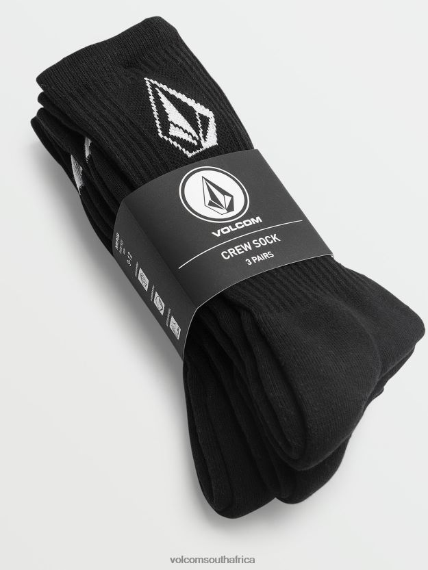 Z0ZR08434 Black Men Full Stone Socks 3 Pack Volcom Accessories - Image 3