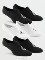 Z0ZR08436 Black White Men No Show Stone Socks 3 Pack Volcom Accessories - Image 2