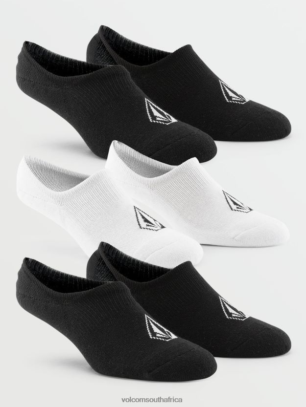 Z0ZR08436 Black White Men No Show Stone Socks 3 Pack Volcom Accessories - Image 2