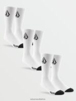 Z0ZR08438 White Men Full Stone Socks 3 Pack Volcom Accessories - Image 2